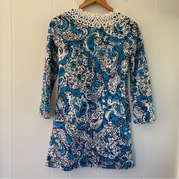 NEW Lilly Pulitzer Brooke Tunic Dress Hippy Hippy Shake Embroidered Pattern Blue - Picture 9 of 9